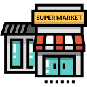 Icon indicating the proximity of supermarkets.